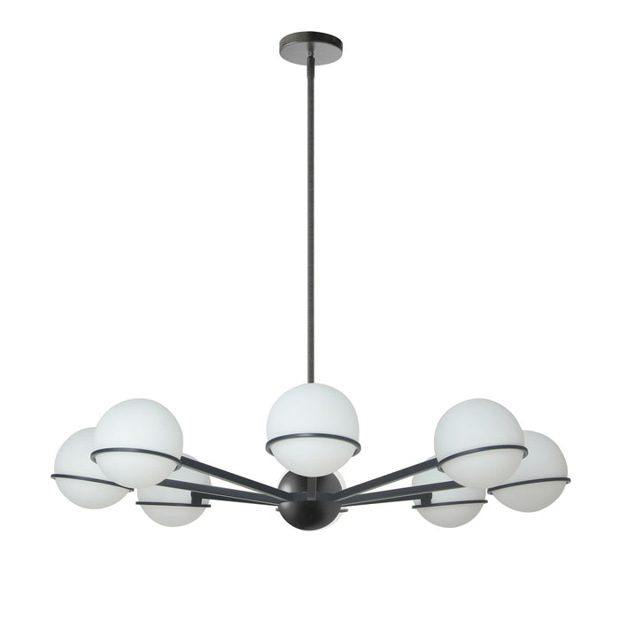 Dainolite Sofia 8 Light Chandelier Matte Black White Opal Glass Lamp