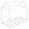 Susan Easy-clean Design Solid Wood House Bed With Roof Frame, Twin Size, White