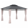 Outsunny 10' X 12' Double roof Hardtop Gazebo With Nettings curtains Khaki