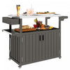 Outsunny Outdoor Bar Cart with Storage Cabinet, Stainless Steel Top Outdoor Kitchen Cabinet with Wheels, HDPE Bar Table Beverage Food Prep Station for Indoor Outdoor, Dark Grey