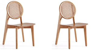 Manhattan Comfort Set of 2 Versailles Round Dining Chairs - Natural Cane