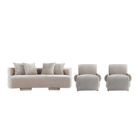 Verandah Mid-Century Modern 3-Piece Sofa Set in Beige 