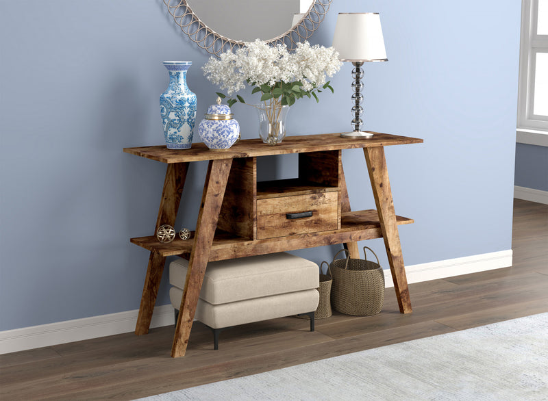 47” Console Table With1 Drawer and 1 Shelf - Brown Reclaimed Wood