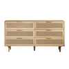 59\" Mila Modern 6 Drawer Rattan Storage Cabinet with Engineered Wood Frame- Natural