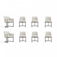 Serena Modern 8-Piece Dining Set in Ivory Dining Chair 