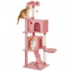 PawHut Cat Tree, 63 Inch Multi-Level Large Cat Tower with Sisal Scratching Posts, Condos, Plush Perches, Hammock, Ladder, Dangling Balls, for Indoor Kittens, Pink
