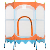 Qaba Trampoline for Kids, 4.6FT Toddler Trampoline Indoor Outdoor Mini Recreational Trampoline with Handlebar, Safety Enclosure Net, Birthday Gifts for Boy Girl, Blue