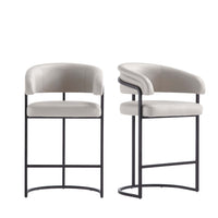 Augusta Modern Metal Upholstered Counter Stool in Light Gray - Set of 2 
