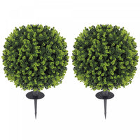 HOMCOM 2 PCs Artificial Eucalyptus Topiary Ball with Ground Stakes