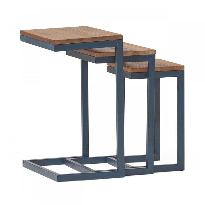 Nydia Industrial Firwood Nesting Tables Set Of 3 - Natural