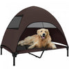 PawHut Outdoor Elevated Dog Bed with Canopy, Cooling Pet Lounger for Large Dogs, Washable Mesh, Steel Frame, Suitable for Camping & Garden, 41.7\" x 29.9\" x 39\",Coffee