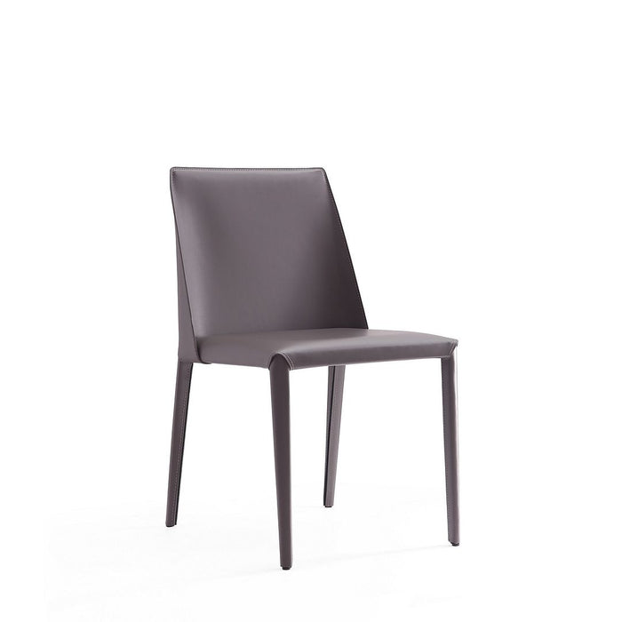 Manhattan Comfort Set of 2 Paris Saddle Leather Dining Chairs - Grey