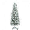 Homcom 6ft Flocked Pencil Artificial Christmas Tree With Steel Base, Green