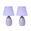 Simple Designs Mini Egg Oval Ceramic 2-Piece Table Lamp Set - Purple