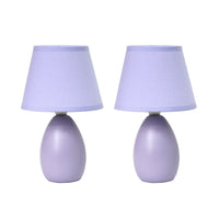 Simple Designs Mini Egg Oval Ceramic 2-Piece Table Lamp Set - Purple