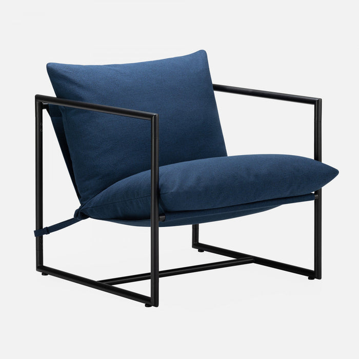 Aidan Metal Frame Sling Accent Chair with Cushions - Navy