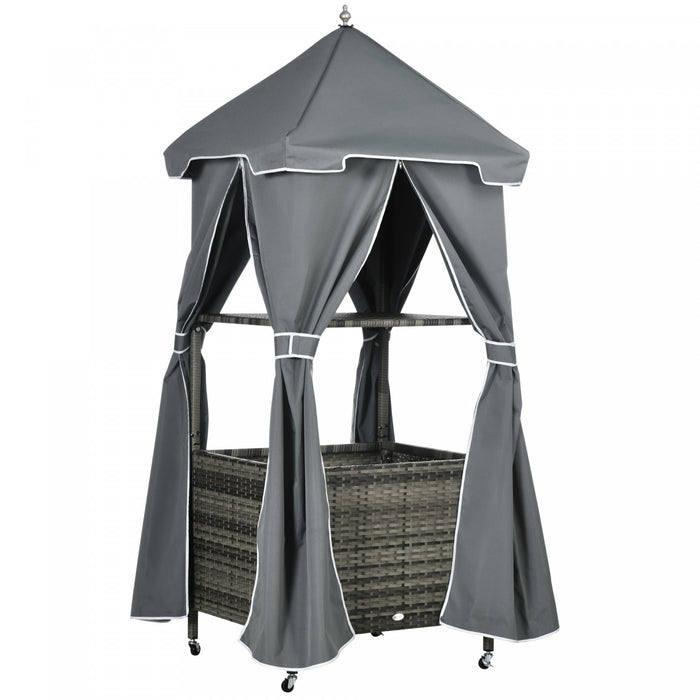 Outsunny Outdoor Towel Rack For Pool, Covered Pool Caddy, Grey