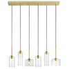 Dainolite Industrial Chic 6 Light Horizontal Pendant Aged Brass Finish Clear Glass Lamp