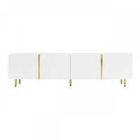 Frances Modern Tv Stand With 4 Doors,high-gloss White Tv Stand 