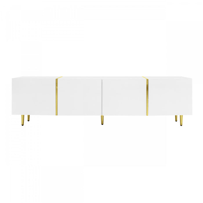 Frances Modern Tv Stand With 4 Doors,high-gloss White Tv Stand