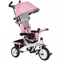 Qaba Toddler Tricycle, 6 In 1 Baby Bike Stroller With Foldable Canopy, Storage Basket, 5-point Safet