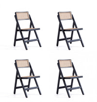 Pullman Industry Chic Wood Folding Chair in Black and Natural - Set of 4 Dining Chair 