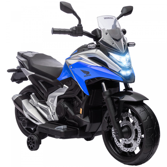 Qaba Honda Licensed 12v Electric Motorcycle, Battery Powered Ride-On  On Motorbike For Kids With Headlights Music Training Wheels, For 3-6 Years, Blue
