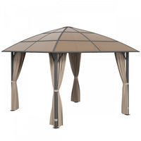 Outsunny 10 X 10ft Hardtop Gazebo With uv60+ Polycarbonate Roof & Curtains
