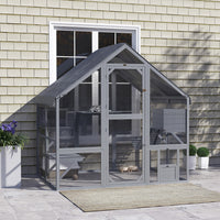 Pawhut Catio Outdoor Cat Enclosure, Large Kitten House With Waterproof Cover, 2 Resting Boxes, 4 Platforms, Bridge, Wooden Cat Cage Outdoor For 2-4 Kittens, 73