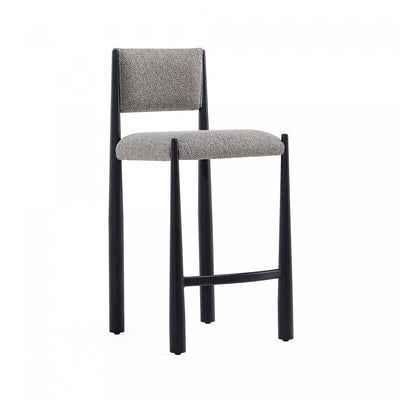 Lennor Mid-Century Modern Boucle Metal Counter Stool in Mushroom | Tabouret de comptoir en metal boucle style mid-century modern Lennor, coloris champignon