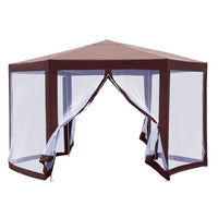 Outsunny 13' X 11' Hexagonal Garden Gazebo Patio Party Outdoor Canopy Tent Sun Shelter W/ Mosquito N