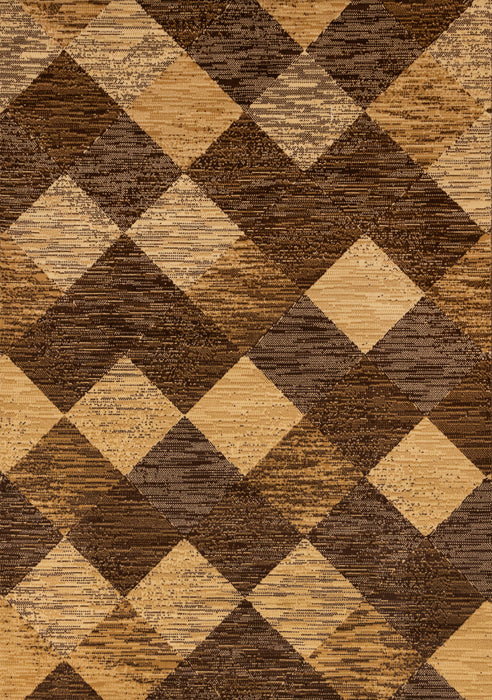 Florence Brown Beige Distressed Diamond Pattern Rug, 5'3\" x 7'5\" Indoor Area Rug
