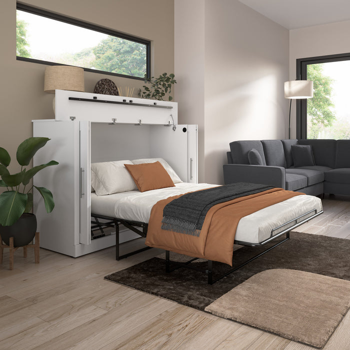Bestar Nebula 75 W Queen Cabinet Bed with Mattress - White