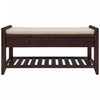 Stephanie Pine Wood Shoe Rack Bench With Cushioned Seat With Storage Drawers - Espresso