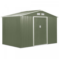 Outsunny 9' X 6' Garden Storage Shed With Floor Foundation, Metal Tool Storage House With Double Doo