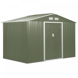 Outsunny 9' X 6' Garden Storage Shed With Floor Foundation, Metal Tool Storage House With Double Doors For Outdoor Patio Yard, Light Green