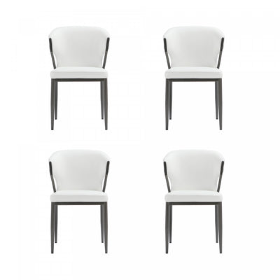 Kirsten Modern Vegan Leather Metal Dining Chair in White - Set of 4 | Chaise de salle a manger moderne en cuir vegetalien et metal Kirsten, blanche - Lot de 4