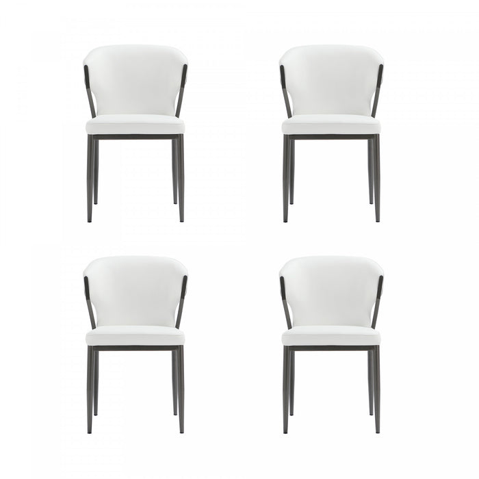 Kirsten Modern Vegan Leather Metal Dining Chair in White - Set of 4