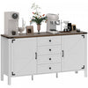 HOMCOM 59\" Farmhouse Sideboard Buffet Cabinet with 2 Barn Doors, White