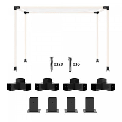 Outsunny 8PCS Pergola Kit Brackets for 4"x4" (Actual 3.6"x3.6") Lumber