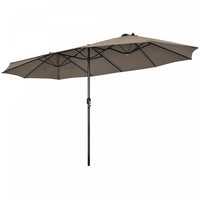Costway 15FT Patio Double-Sided Umbrella Crank Outdoor Garden Market Sun Shade Coffee