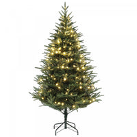 Homcom 6ft Artificial Christmas Tree With Led Lights, Hinged Xmas Tree