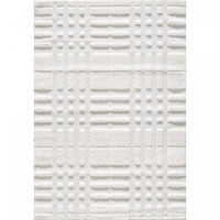 Lola Plaid Cream Shag Area Rug - 6'7