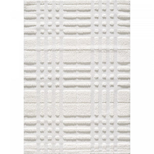 Lola Plaid Cream Shag Area Rug - 6'7