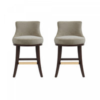 Lucia Modern Chenille Wood Counter Stool in Taupe - Set of 2