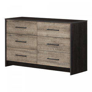 Londen 6-drawer Dresser - Rubbed Black And Weathered Oak