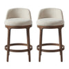 Amelia Ergonomic Rubberwood Counter Height Bar Stool Set of 2 with Upholstered Fabric,Walnut