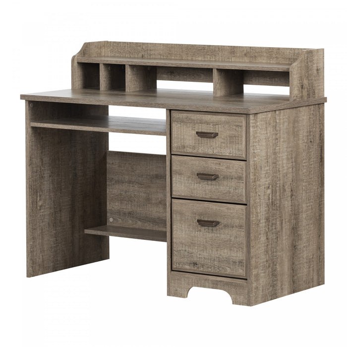Versa Computer Office Desk With Hutch - Weathered Oak