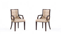 Fifth Avenue Traditional Wood Upholstered Dining Chair in Tan - Set of 2