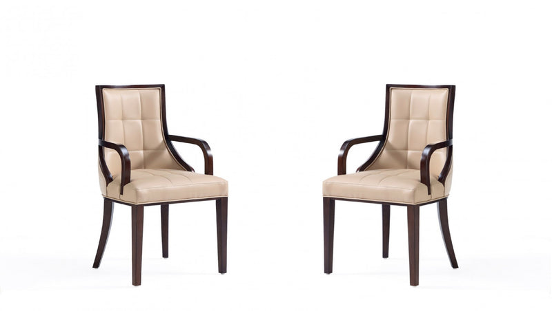 Fifth Avenue Traditional Wood Upholstered Dining Chair in Tan - Set of 2